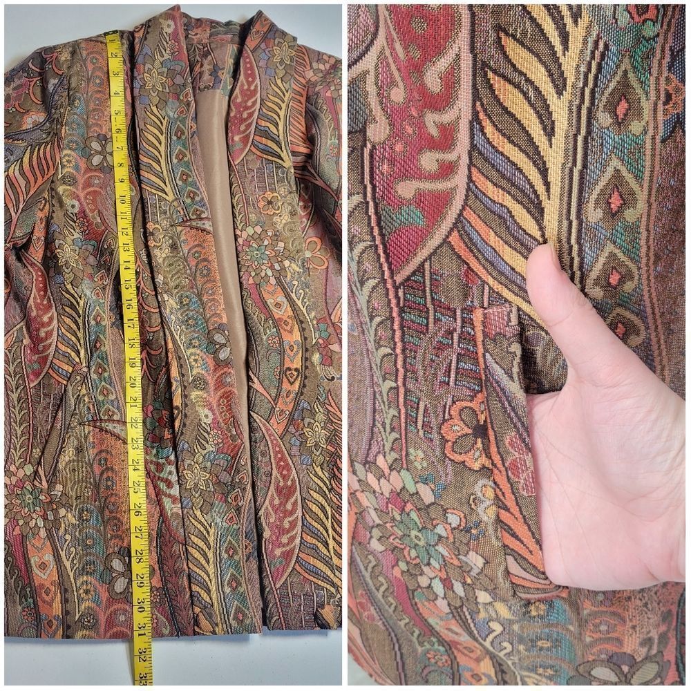 Blazer Smoking Jacket Swing Coat Jacquard Tapestry Abstract Paisley Vintage 80s - Picture 13 of 15